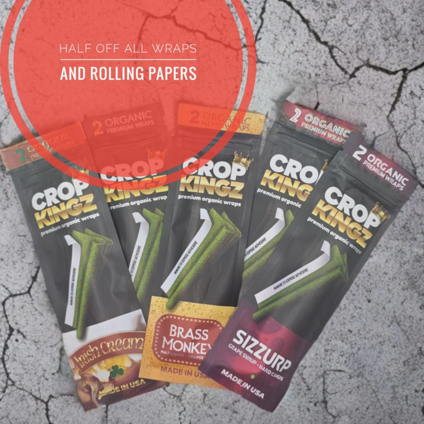 A pile of cro - o - roll papers sitting on top of a cement